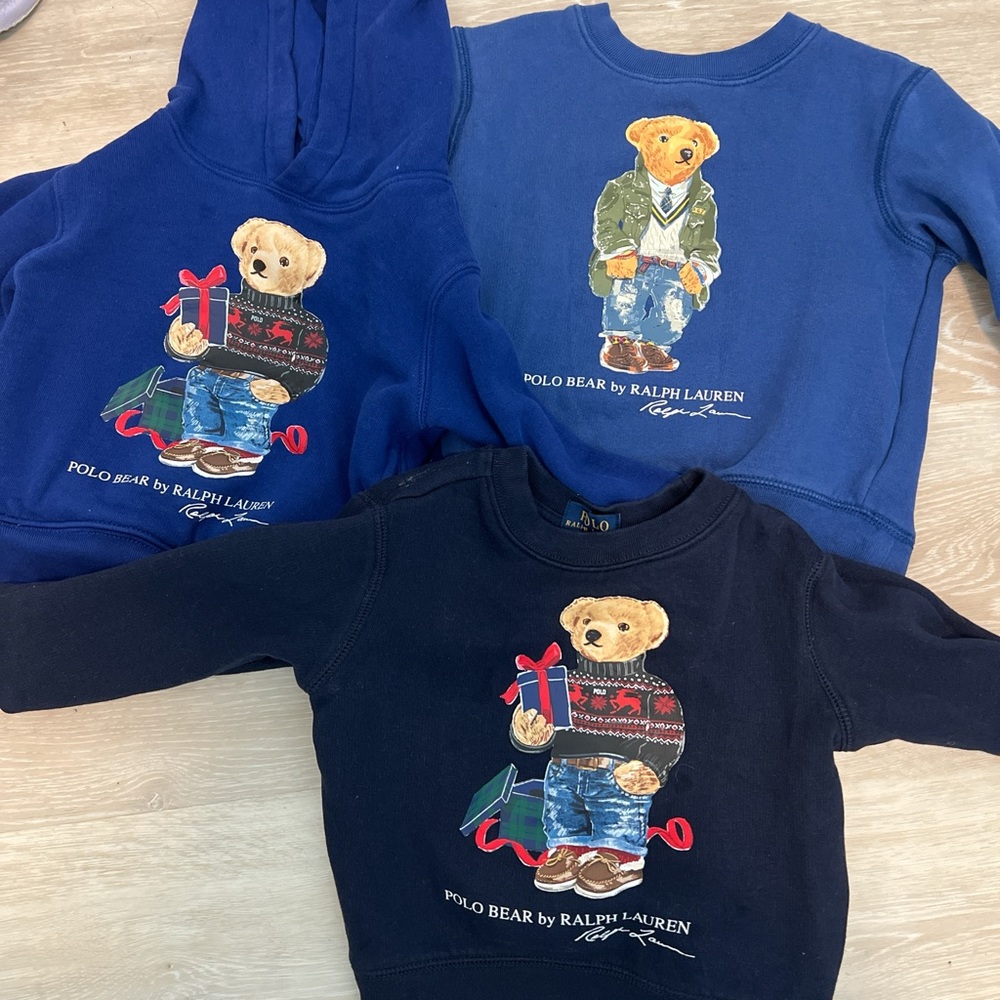 Ralph Lauren Kids' Bear Graphic Sweatshirts - Blue and Black